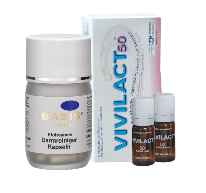 IM SET: Vivilact Trinkampullen + Flohsamen Kapseln